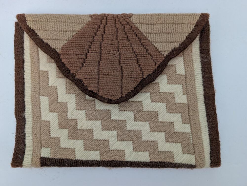 Vintage Needlepoint Clutch Purse Monogram JRB Bargello Chevron Wool Wallet